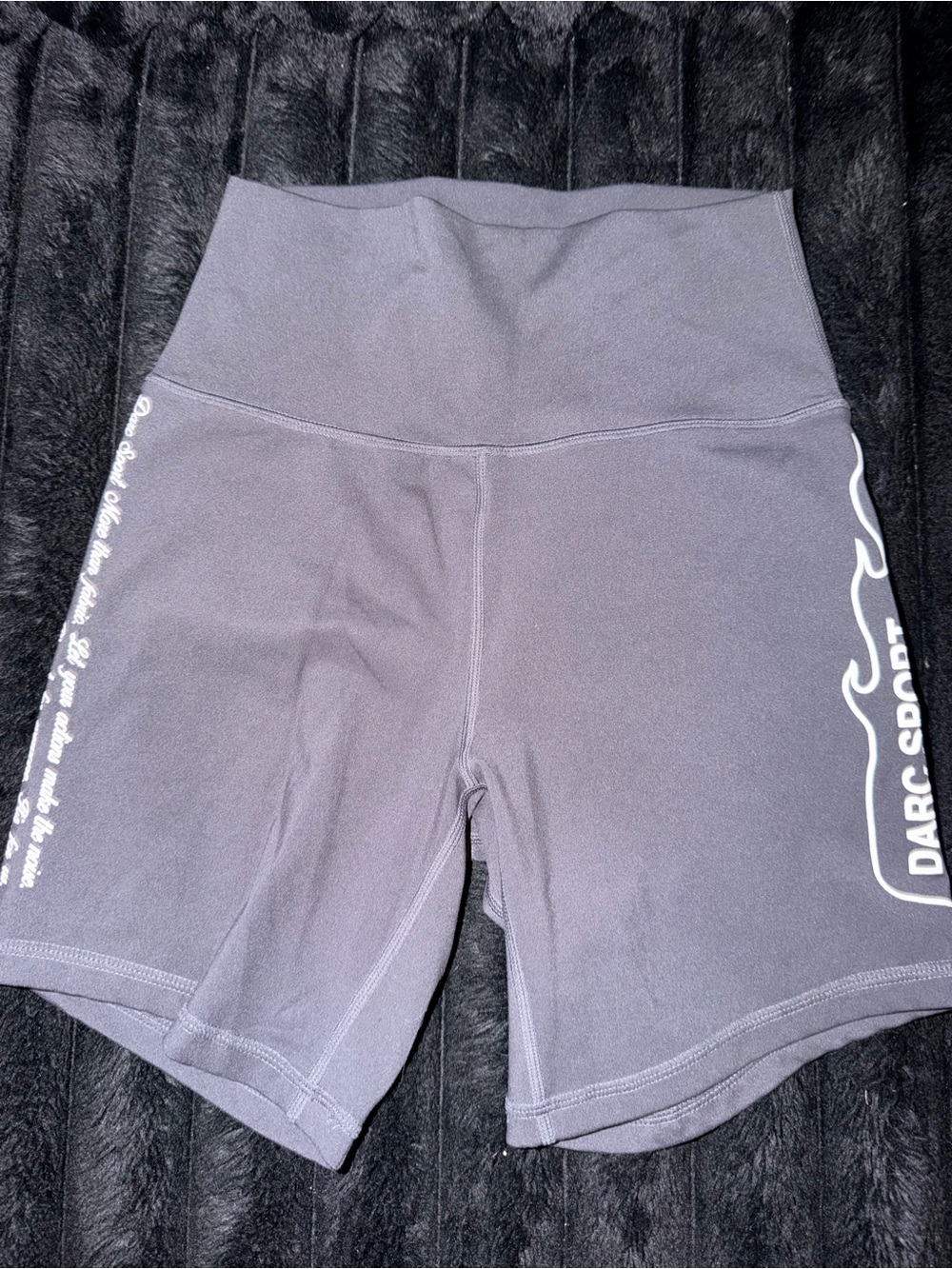 Darc Sport Charcoal Gray High-Waist Bike Shorts with White Side Logo